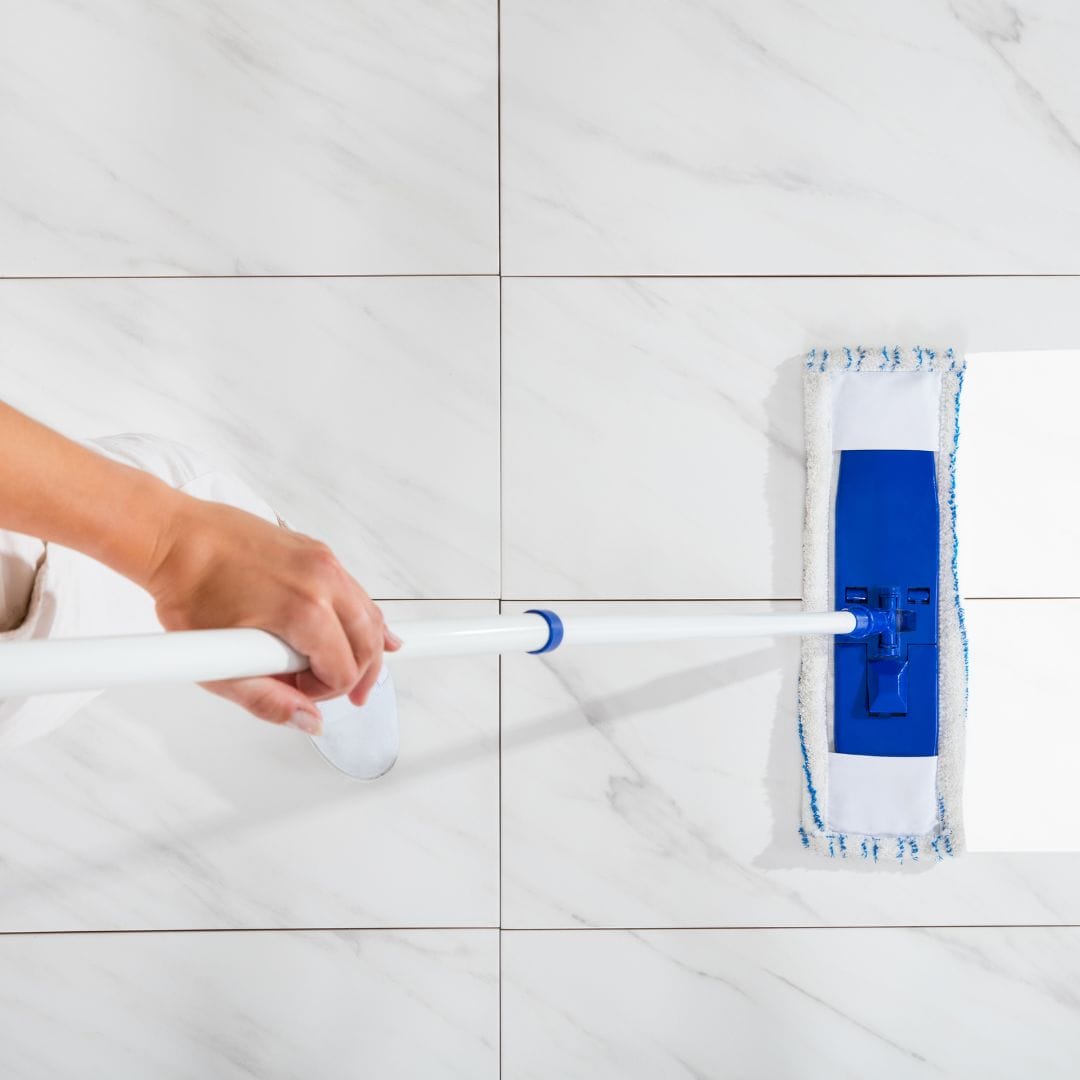 mopping tile floor