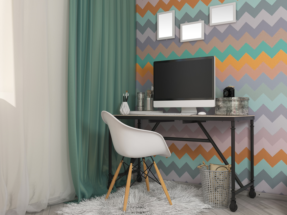 3d render of small apartments in pastel colors. kitchen